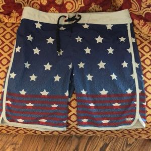 TRAVIS MATHEW board shorts USA themed